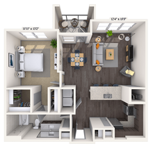 Traditional 1x1-884 SF-FP 2635 floor plan